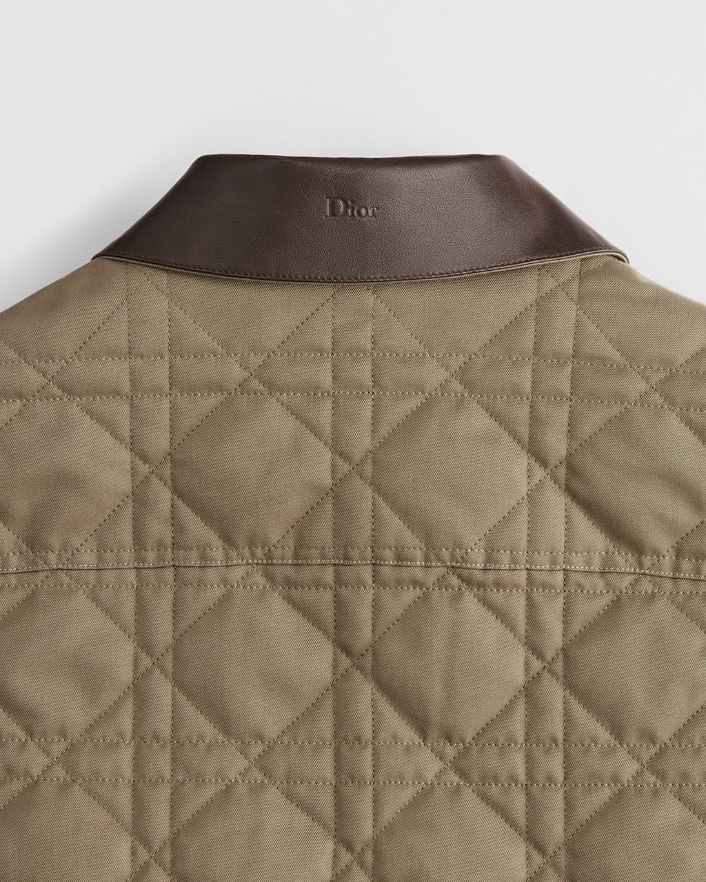 Cannage Overshirt with Leather Dior Patch Deep Beige Cotton Twill RUNWAY DELUXE