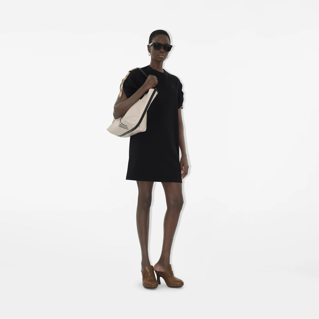 Check Trim Cotton T-shirt Dress