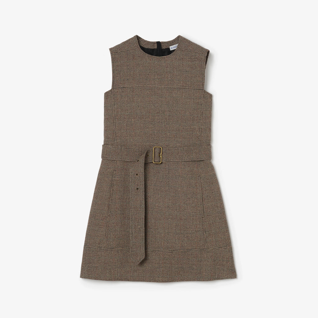 Check Wool Linen Blend Dress