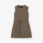 Check Wool Linen Blend Dress