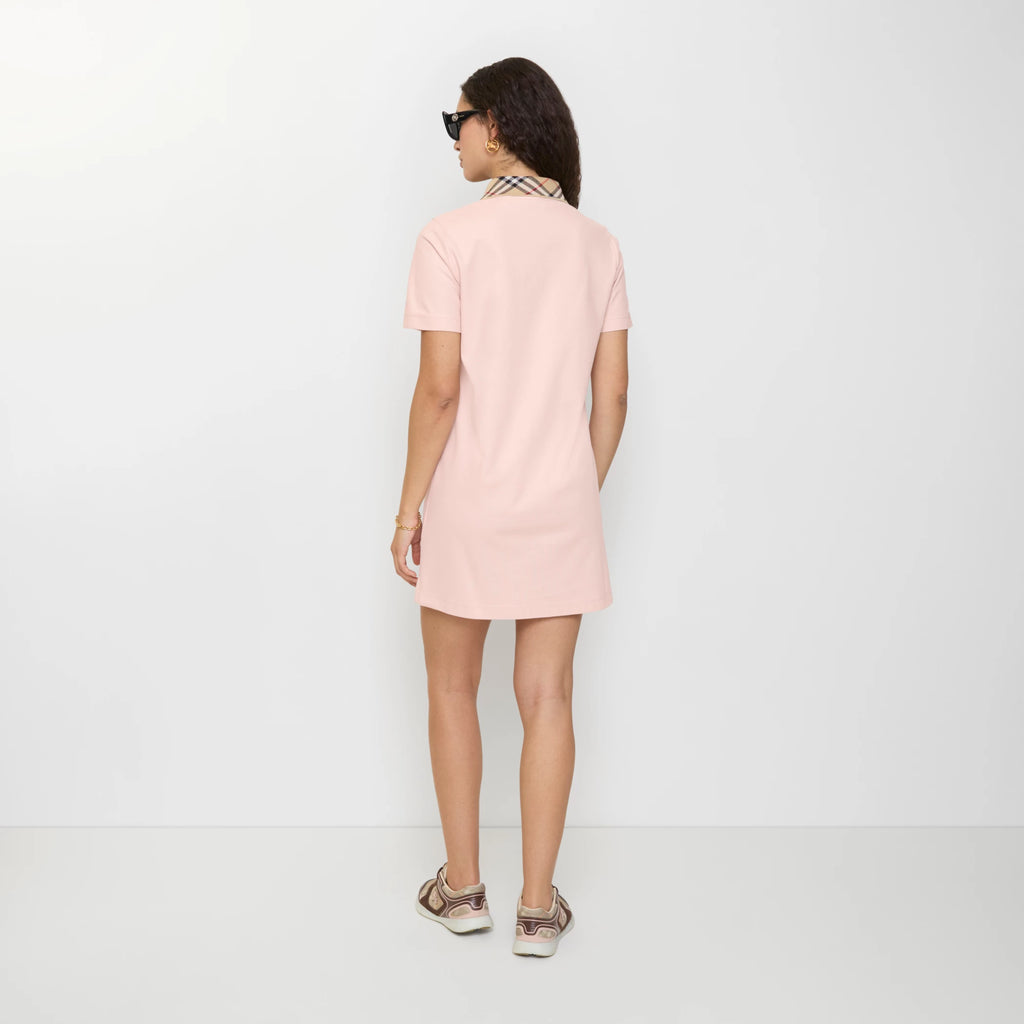 Check Collar Cotton Polo Shirt Dress