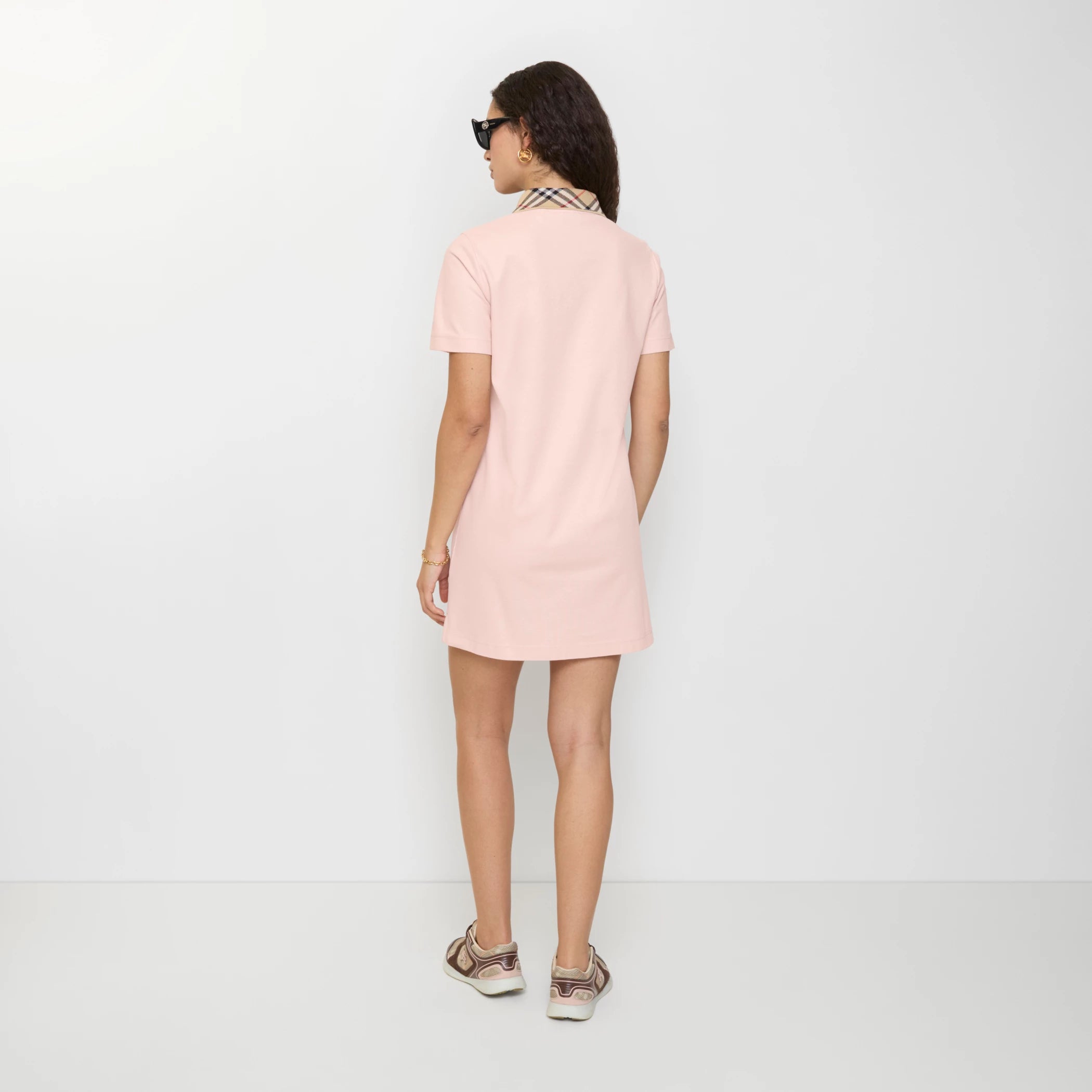 Check Collar Cotton Polo Shirt Dress