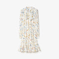 Ruffled Feather Print Silk Dress