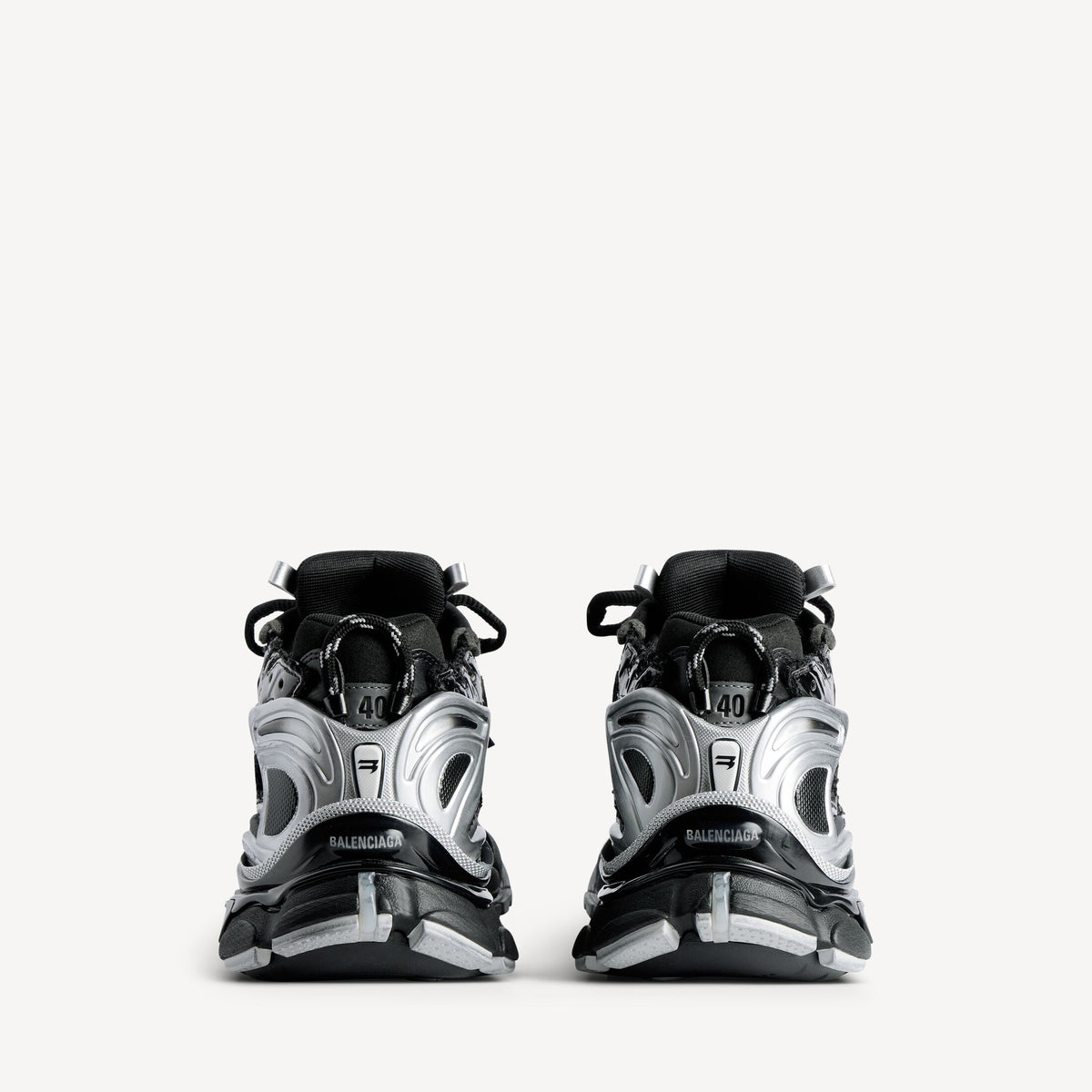 Women's Runner Sneaker in Black/silver