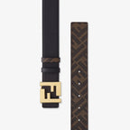 FF Squared Belt Black leather reversible belt RUNWAY DELUXE