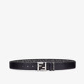 FF Rounded Belt Black leather reversible belt RUNWAY DELUXE