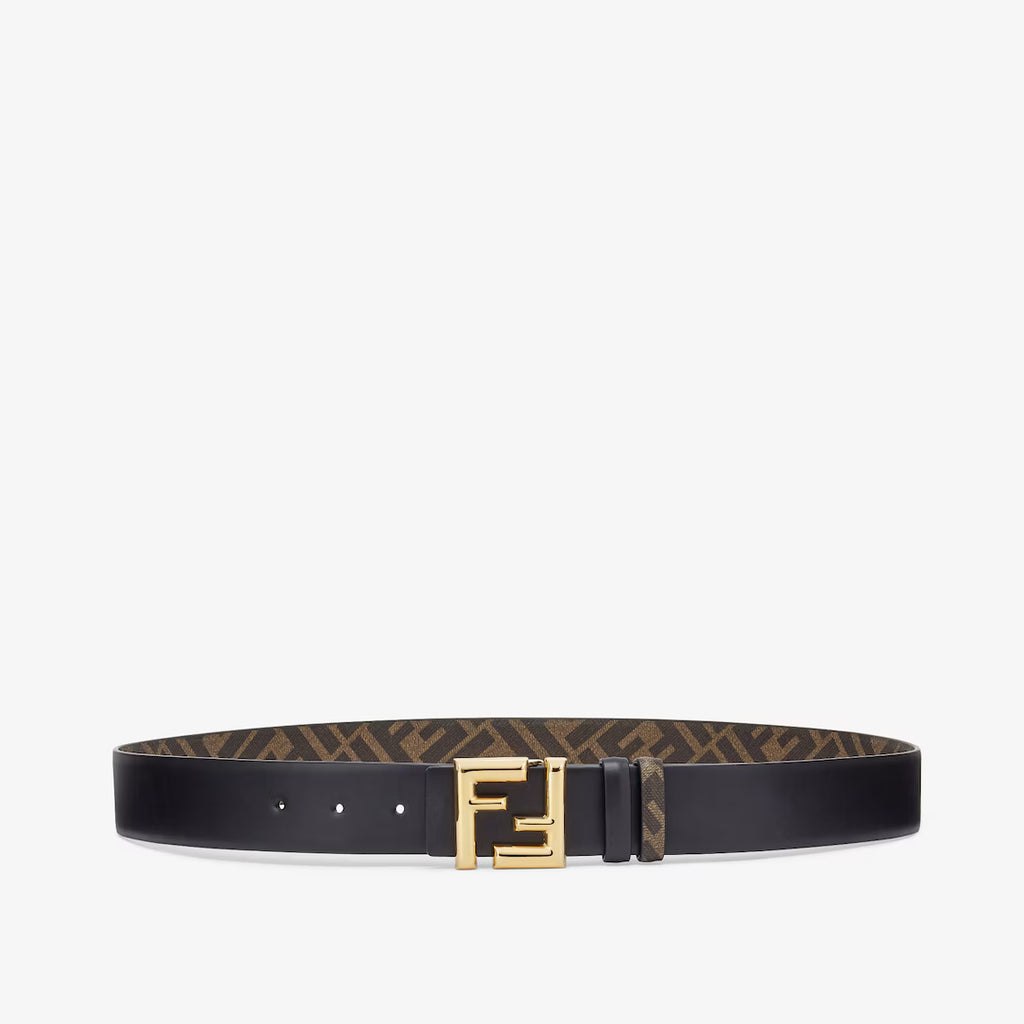 FF Rounded Belt Black leather reversible belt RUNWAY DELUXE