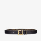 FF Rounded Belt Black leather reversible belt RUNWAY DELUXE