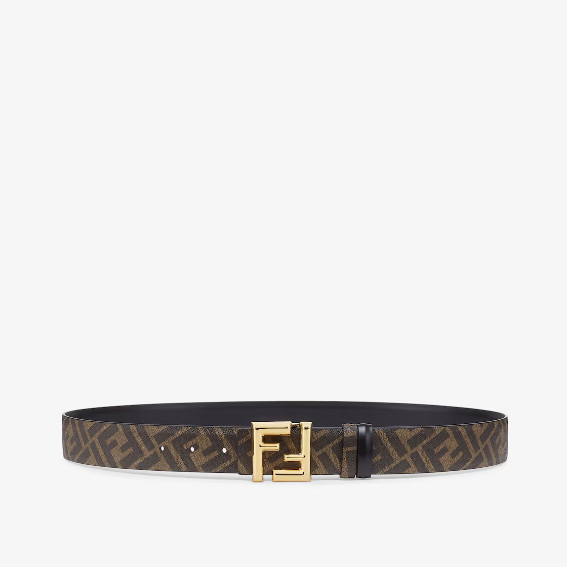 FF Rounded Belt Black leather reversible belt RUNWAY DELUXE