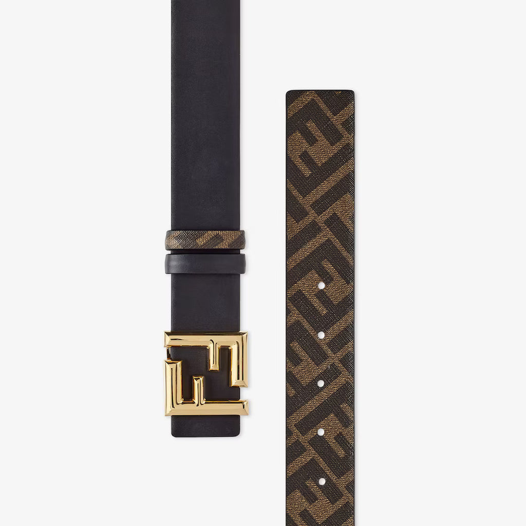 FF Rounded Belt Black leather reversible belt RUNWAY DELUXE