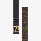 FF Rounded Belt Black leather reversible belt RUNWAY DELUXE