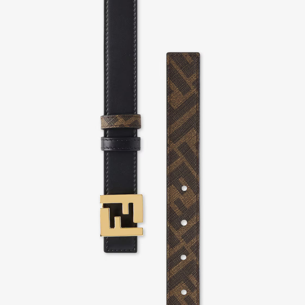 FF Squared Belt Black leather and brown FF reversible belt RUNWAY DELUXE