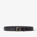Squared FF Belt Black leather and FF Canvas reversible belt RUNWAY DELUXE