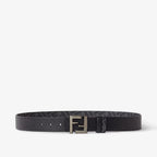 Squared FF Belt Black leather and FF Canvas reversible belt RUNWAY DELUXE