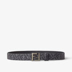 Squared FF Belt Black leather and FF Canvas reversible belt RUNWAY DELUXE