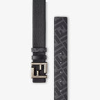 Squared FF Belt Black leather and FF Canvas reversible belt RUNWAY DELUXE