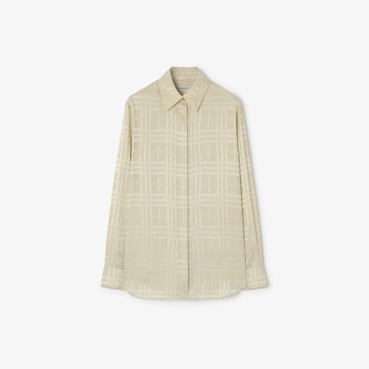 Classic Fit Check Silk ShirtPrice undefined Runway Champagne white RUNWAY DELUXE