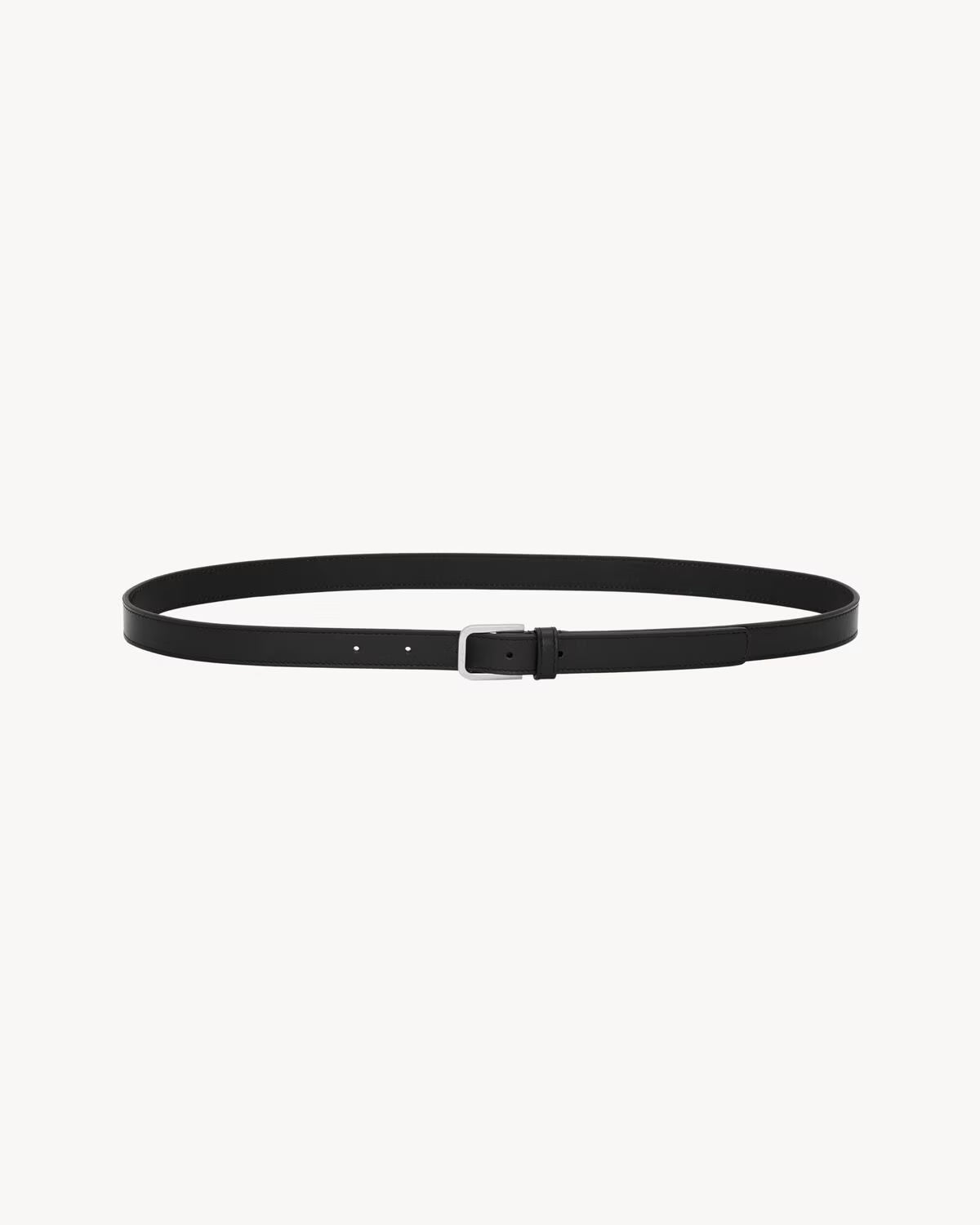 minimal thin belt in smooth leather BLACK RUNWAY DELUXE