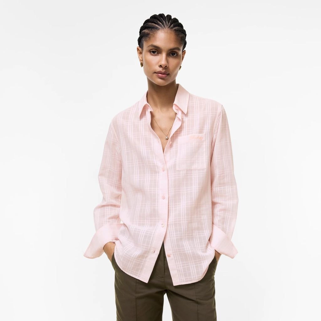 Classic Fit Check Cotton ShirtPrice undefined Frosty pink RUNWAY DELUXE