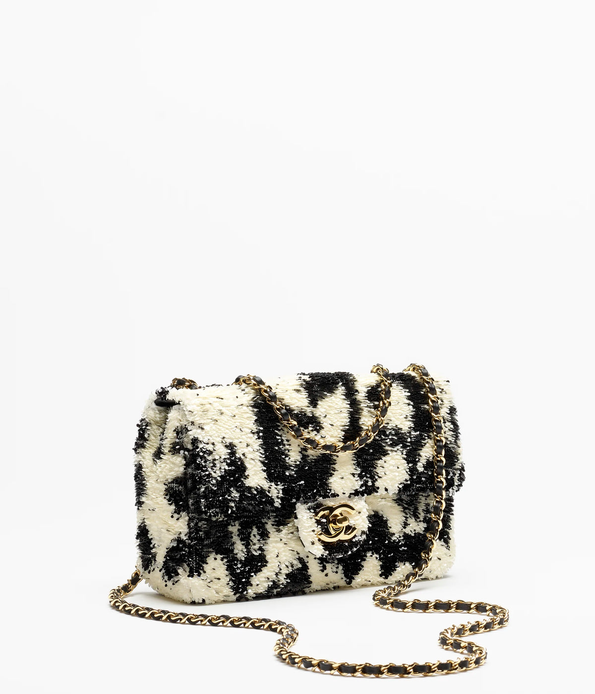 Sequins & Gold-Tone Metal  Black & Ecru RUNWAY DELUXE