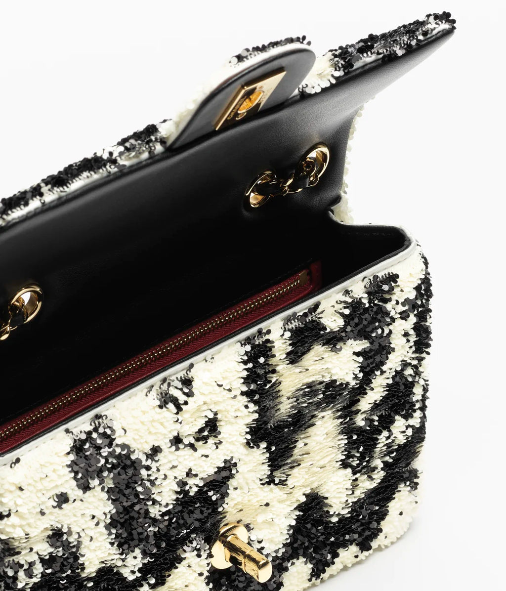Sequins & Gold-Tone Metal  Black & Ecru RUNWAY DELUXE