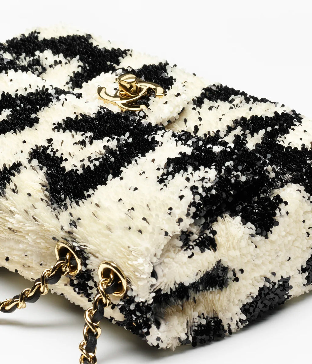 Sequins & Gold-Tone Metal  Black & Ecru RUNWAY DELUXE