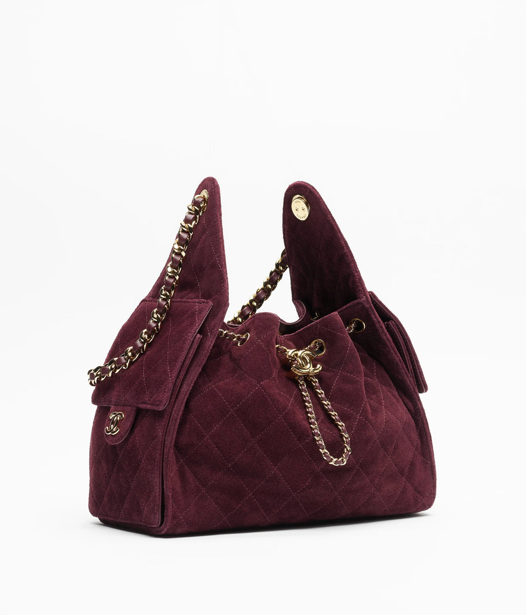 Suede Calfskin & Gold Metal  Burgundy RUNWAY DELUXE