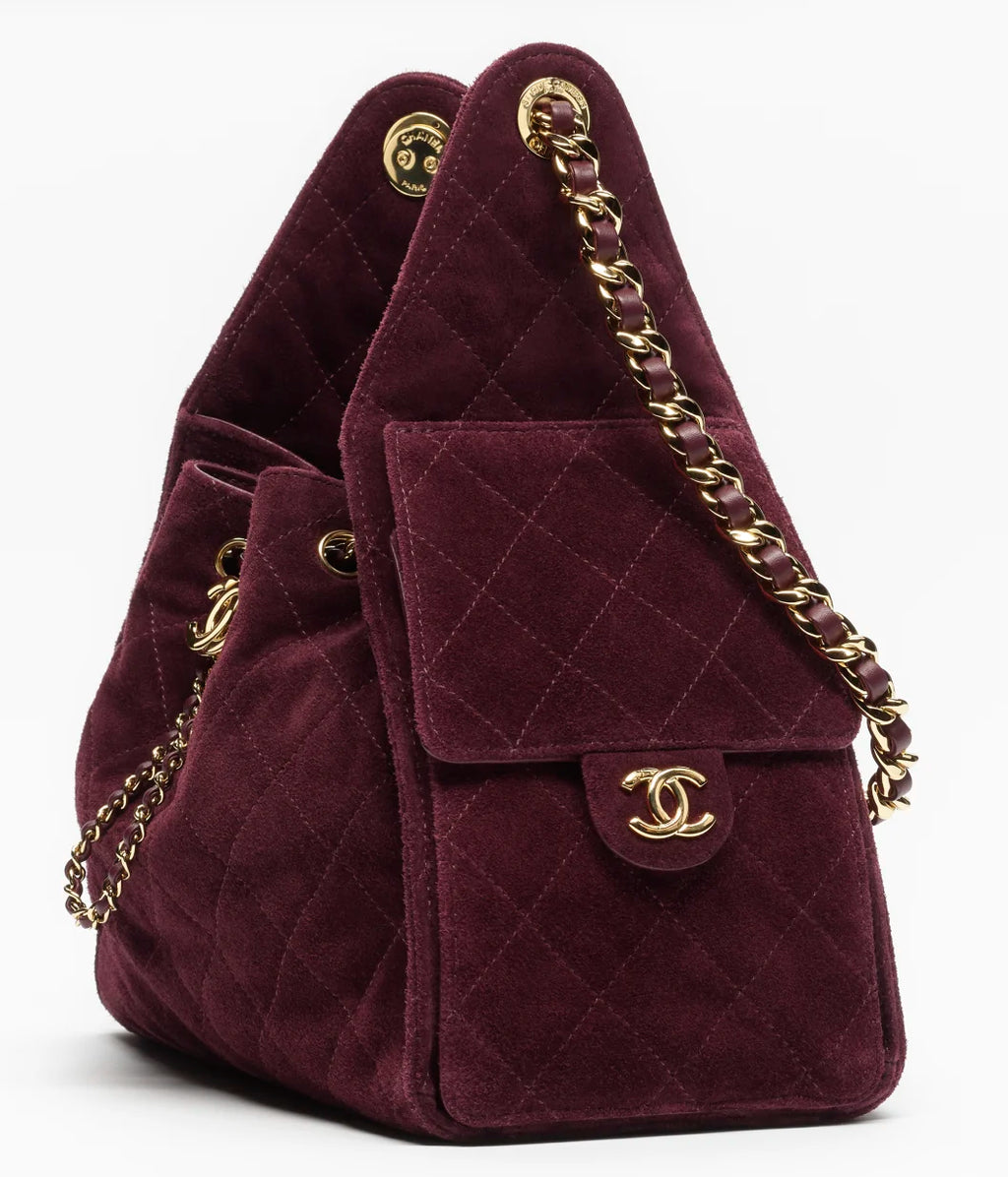 Suede Calfskin & Gold Metal  Burgundy RUNWAY DELUXE