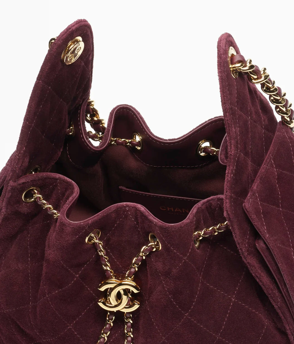 Suede Calfskin & Gold Metal  Burgundy RUNWAY DELUXE