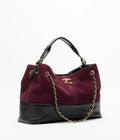 Suede Calfskin, Shiny Lambskin & Gold-Tone Metal  Burgundy & Black RUNWAY DELUXE