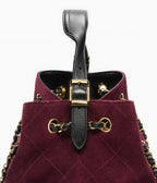 Suede Calfskin, Shiny Lambskin & Gold-Tone Metal  Burgundy & Black RUNWAY DELUXE