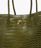 Crocodile Embossed Calfskin & Gold-Tone Metal  Khaki RUNWAY DELUXE