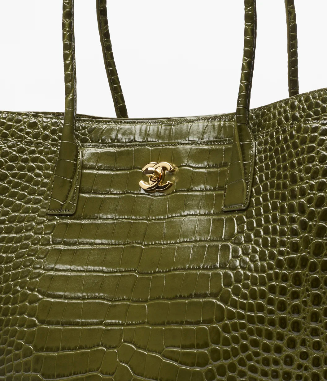 Crocodile Embossed Calfskin & Gold-Tone Metal  Khaki RUNWAY DELUXE