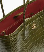 Crocodile Embossed Calfskin & Gold-Tone Metal  Khaki RUNWAY DELUXE