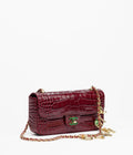 Crocodile Embossed Calfskin, Enamel & Gold-Tone Metal  Dark Burgundy RUNWAY DELUXE