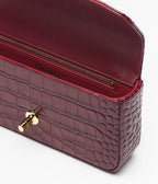 Crocodile Embossed Calfskin, Enamel & Gold-Tone Metal  Dark Burgundy RUNWAY DELUXE