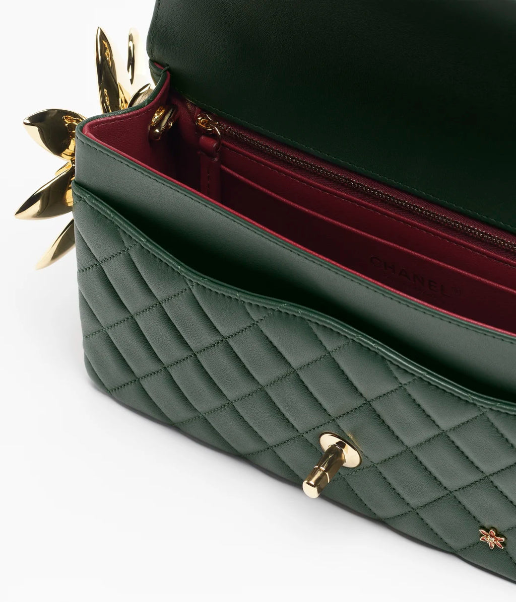 Lambskin, Enamel & Gold-Tone Metal  Dark Green RUNWAY DELUXE