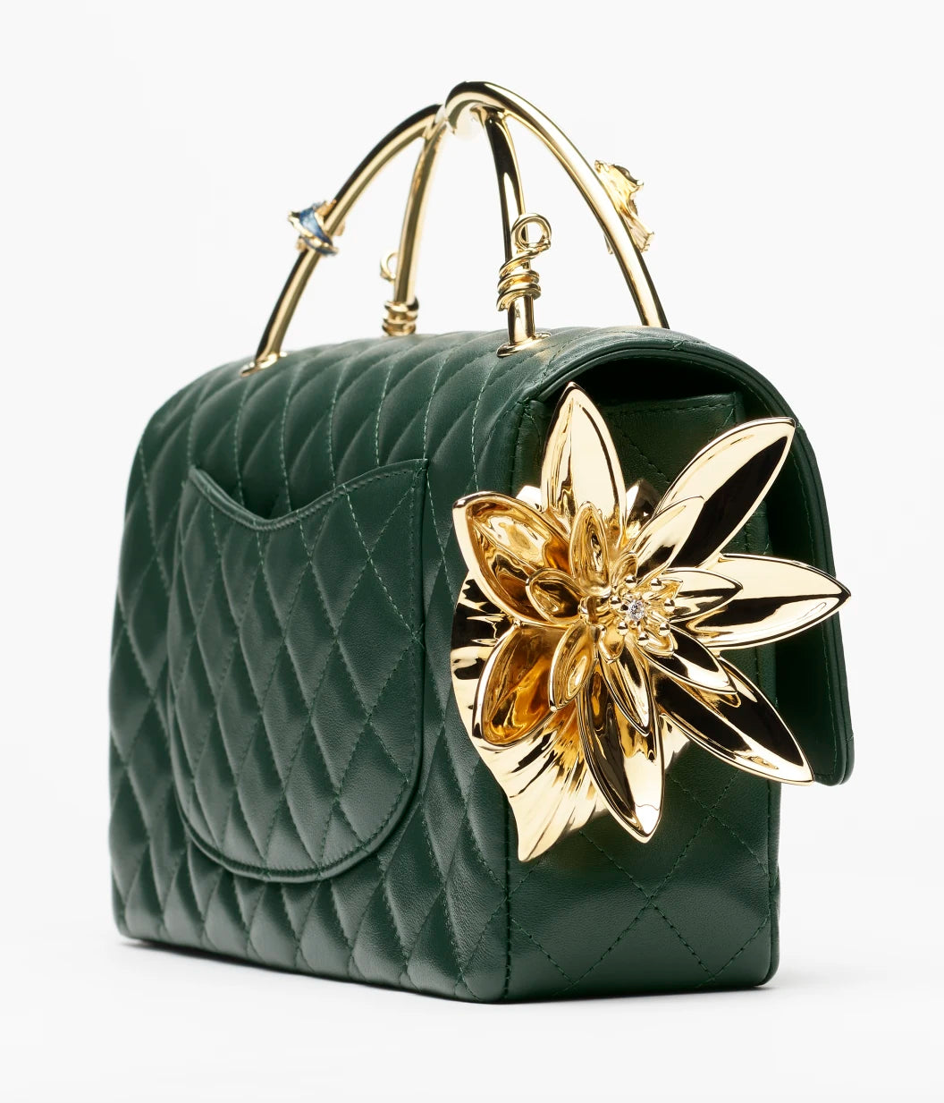 Lambskin, Enamel & Gold-Tone Metal  Dark Green RUNWAY DELUXE