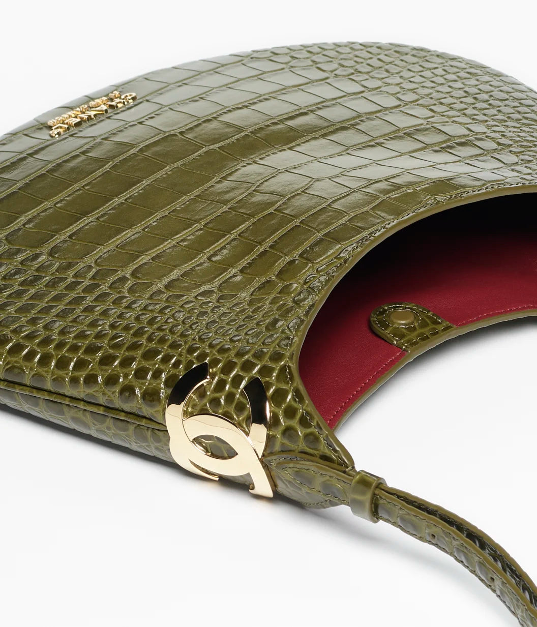Crocodile Embossed Calfskin & Gold-Tone Metal  Khaki RUNWAY DELUXE