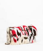 Shearling Patchwork & Gold-Tone Metal  Dark Brown, Red & White RUNWAY DELUXE