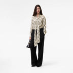 Check Silk Blend Scarf BlousePrice undefined Runway Dove grey RUNWAY DELUXE