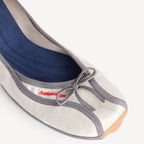 Women's Ballet Sneaker in Eggshell/grey/navy/red