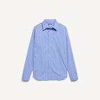Striped Poplin Shirt in blue and navy ultrafine technical poplin RUNWAY DELUXE