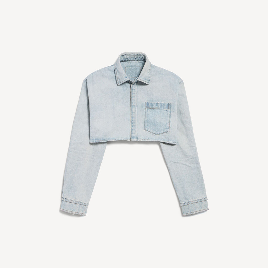 Cropped Shirt in light blue Japanese twill RUNWAY DELUXE