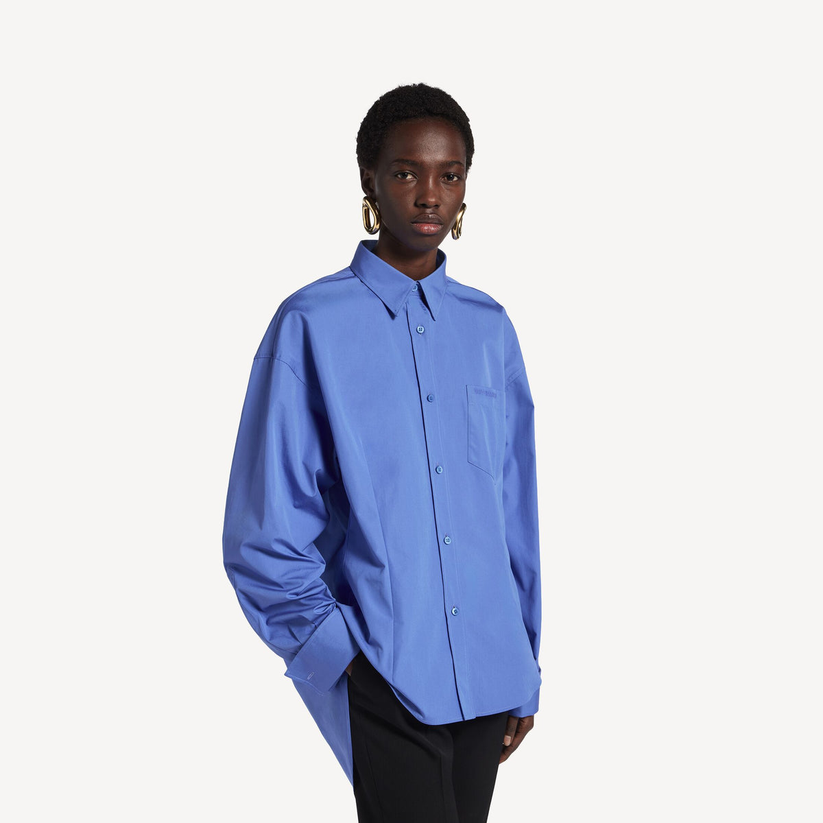 Classic Shirt in storm blue cotton poplin RUNWAY DELUXE