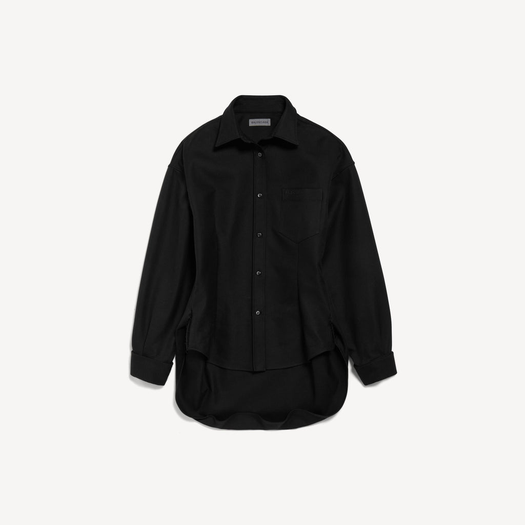 Classic Shirt in black double cotton is from look 40 of Balenciaga's Summer 26 Collection. RUNWAY DELUXE