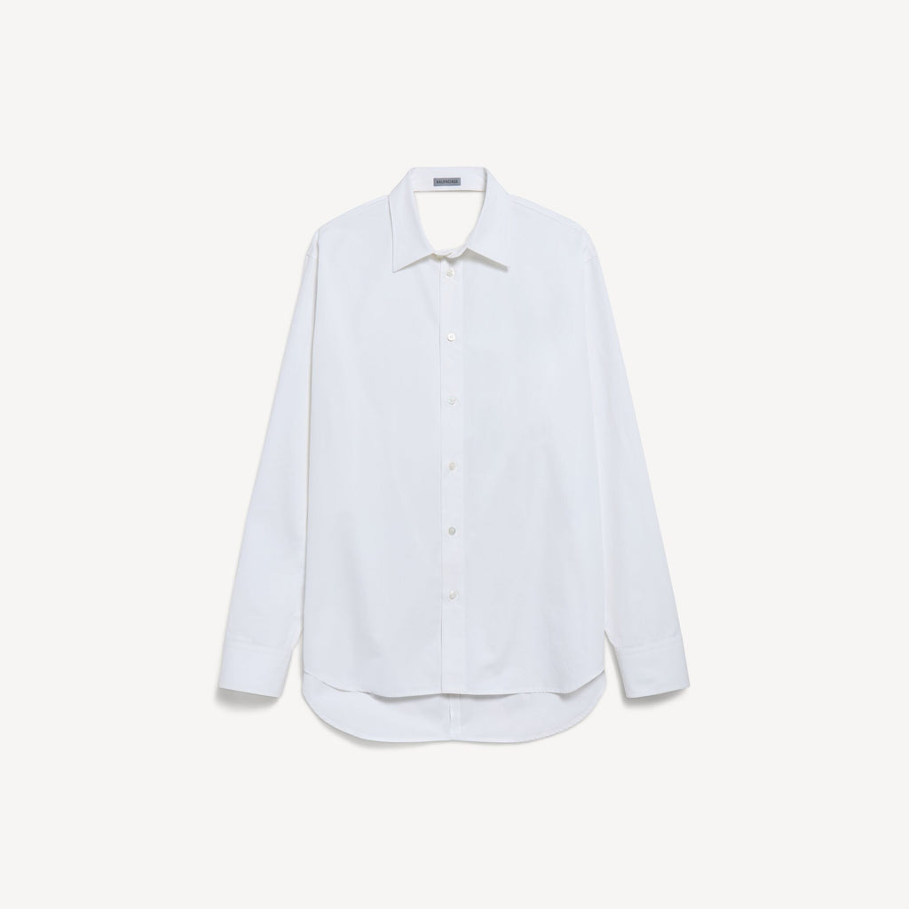 Draped Back Shirt in white cotton poplin RUNWAY DELUXE