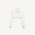 Cropped Shirt in white organdi cotton and silk poplin is from look 36 of Balenciaga's Summer 26 Collection. RUNWAY DELUXE