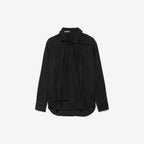Scarf Shirt in black silk georgette RUNWAY DELUXE