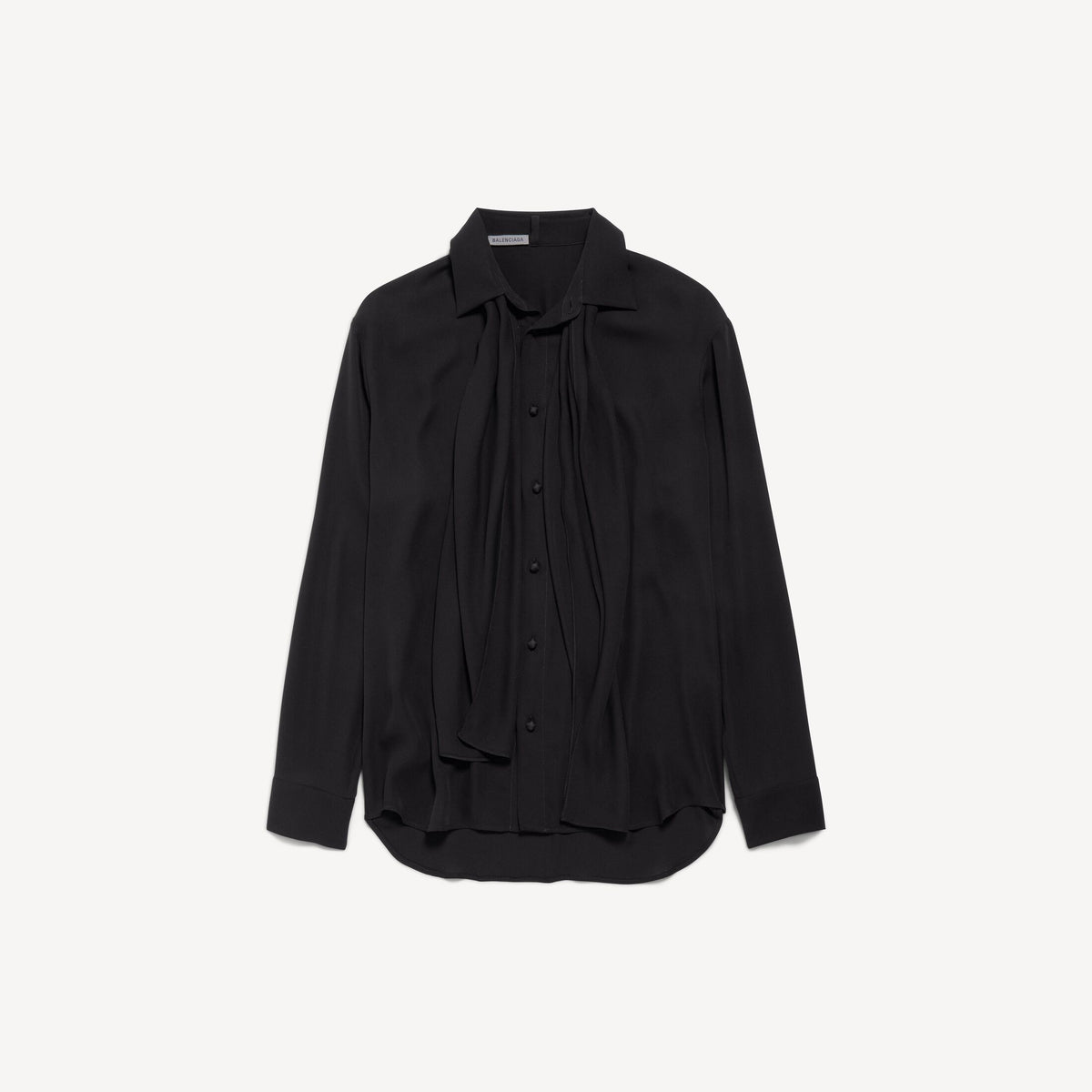 Scarf Shirt in black silk georgette RUNWAY DELUXE